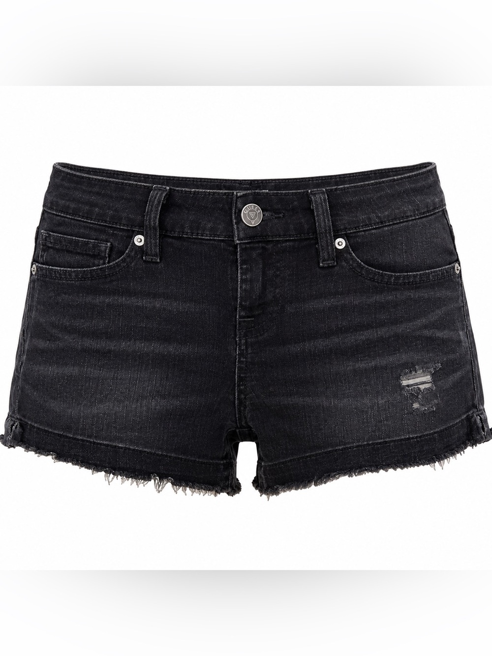 GUESS Black Denim Low Rise Cutoff Shorts Size 28 Stretch